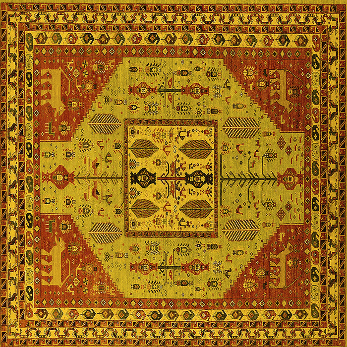 Square Machine Washable Oriental Yellow Industrial Rug, wshurb2272yw