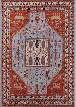 Mid-Century Modern Rosy Brown Pink Oriental Rug, urb2272