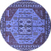 Round Oriental Blue Industrial Rug, urb2272blu