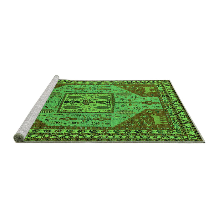 Sideview of Machine Washable Oriental Green Industrial Area Rugs, wshurb2272grn