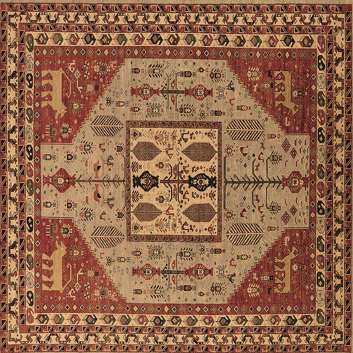 Square Machine Washable Oriental Brown Industrial Rug, wshurb2272brn