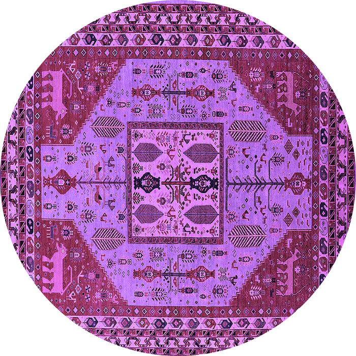 Round Machine Washable Oriental Purple Industrial Area Rugs, wshurb2272pur