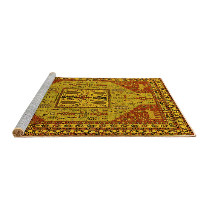 Sideview of Machine Washable Oriental Yellow Industrial Rug, wshurb2272yw