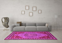 Machine Washable Oriental Pink Industrial Rug, wshurb2272pnk