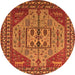 Round Oriental Orange Industrial Rug, urb2272org