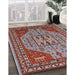 Mid-Century Modern Rosy Brown Pink Oriental Rug in Family Room, urb2272