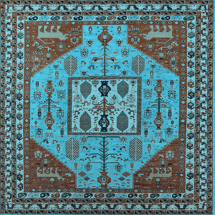 Square Oriental Light Blue Industrial Rug, urb2272lblu