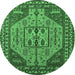 Round Oriental Emerald Green Industrial Rug, urb2272emgrn