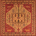 Square Machine Washable Oriental Orange Industrial Area Rugs, wshurb2272org