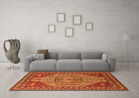 Machine Washable Oriental Orange Industrial Rug, wshurb2272org