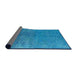 Sideview of Mid-Century Modern Deep Sky Blue Persian Rug, urb2273