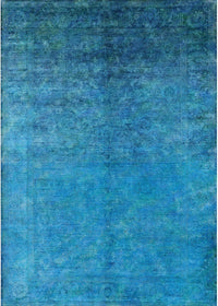 Machine Washable Industrial Modern Deep Sky Blue Rug, wshurb2273