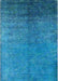 Machine Washable Industrial Modern Deep Sky Blue Rug, wshurb2273