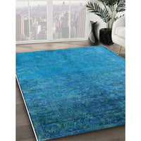 Mid-Century Modern Deep Sky Blue Persian Rug, urb2273