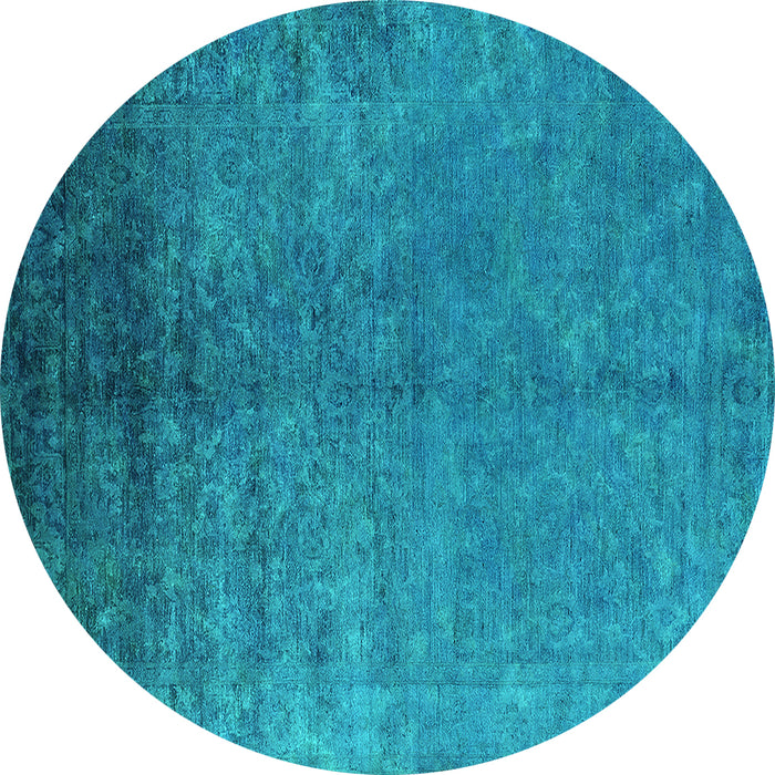 Round Machine Washable Persian Turquoise Bohemian Area Rugs, wshurb2273turq