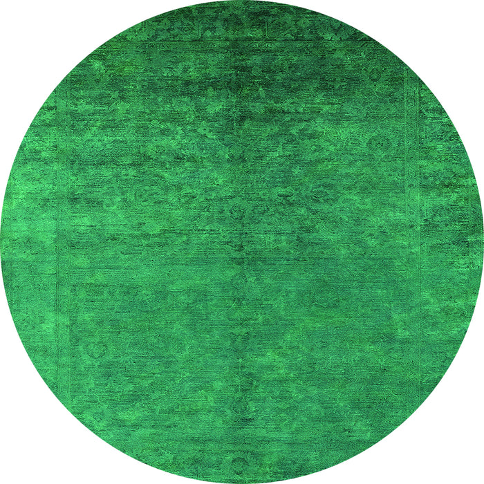 Round Machine Washable Persian Green Bohemian Area Rugs, wshurb2273grn