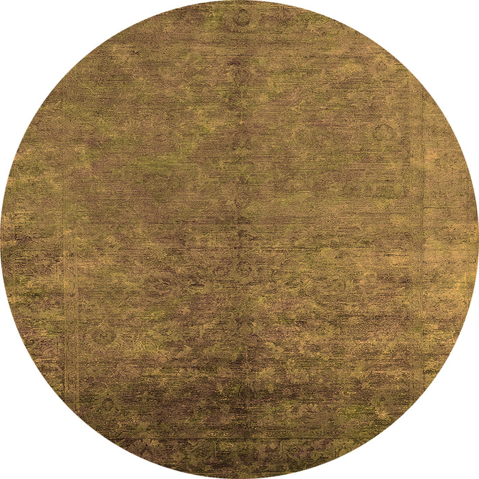 Round Machine Washable Persian Orange Bohemian Area Rugs, wshurb2273org