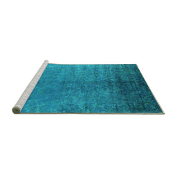 Sideview of Machine Washable Persian Turquoise Bohemian Area Rugs, wshurb2273turq