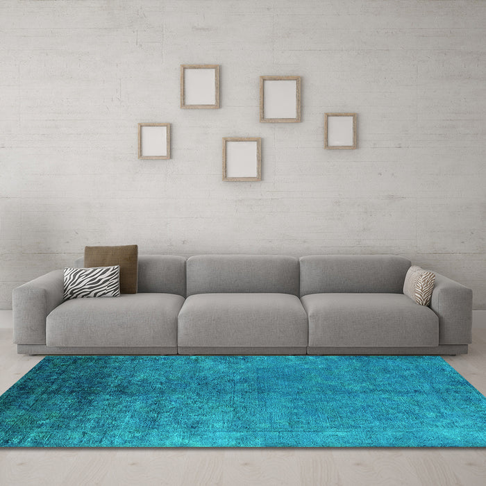 Machine Washable Persian Turquoise Bohemian Area Rugs in a Living Room,, wshurb2273turq