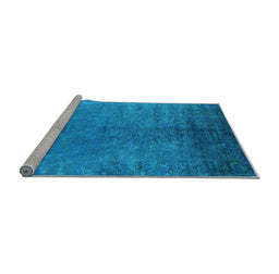 Sideview of Machine Washable Persian Light Blue Bohemian Rug, wshurb2273lblu