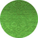 Round Oriental Green Industrial Rug, urb2274grn