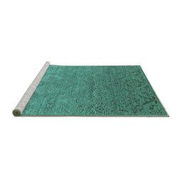 Sideview of Machine Washable Oriental Turquoise Industrial Area Rugs, wshurb2274turq