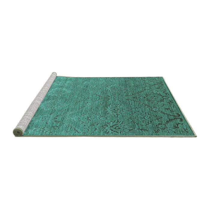 Sideview of Machine Washable Oriental Turquoise Industrial Area Rugs, wshurb2274turq