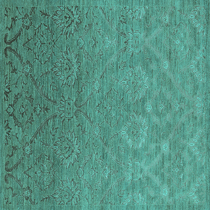 Square Machine Washable Oriental Turquoise Industrial Area Rugs, wshurb2274turq