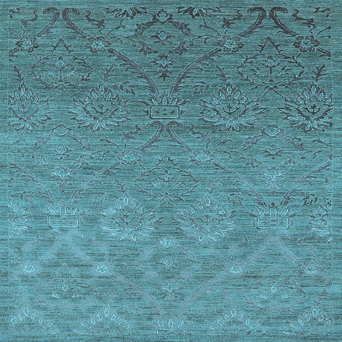 Square Machine Washable Oriental Light Blue Industrial Rug, wshurb2274lblu