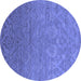 Round Machine Washable Oriental Blue Industrial Rug, wshurb2274blu