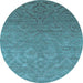 Round Oriental Light Blue Industrial Rug, urb2274lblu