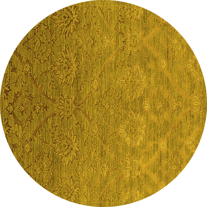 Round Oriental Yellow Industrial Rug, urb2274yw