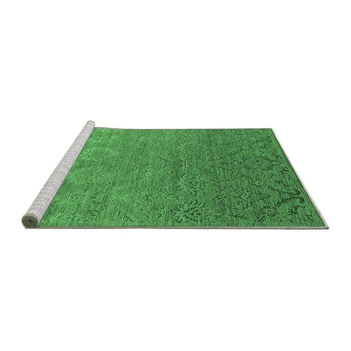 Sideview of Machine Washable Oriental Emerald Green Industrial Area Rugs, wshurb2274emgrn