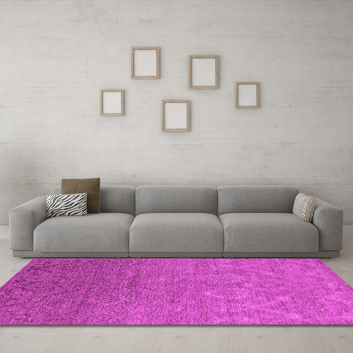Machine Washable Oriental Pink Industrial Rug in a Living Room, wshurb2274pnk