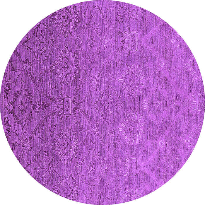 Round Machine Washable Oriental Purple Industrial Area Rugs, wshurb2274pur