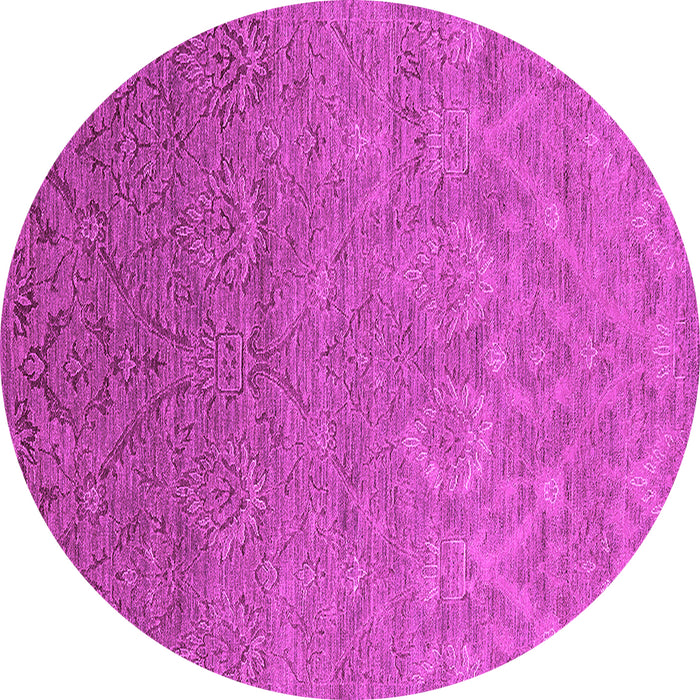 Round Machine Washable Oriental Pink Industrial Rug, wshurb2274pnk