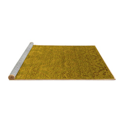 Sideview of Machine Washable Oriental Yellow Industrial Rug, wshurb2274yw