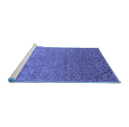 Sideview of Machine Washable Oriental Blue Industrial Rug, wshurb2274blu