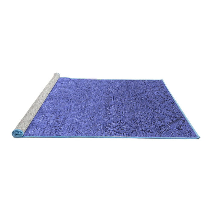 Sideview of Machine Washable Oriental Blue Industrial Rug, wshurb2274blu
