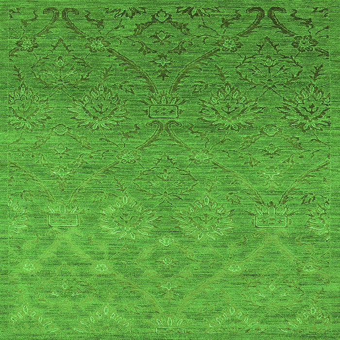 Square Machine Washable Oriental Green Industrial Area Rugs, wshurb2274grn