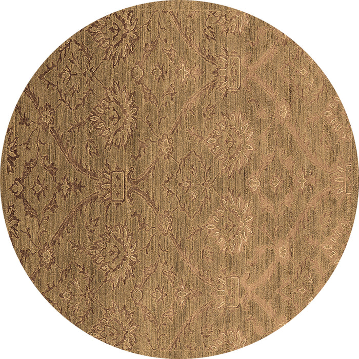 Round Oriental Brown Industrial Rug, urb2274brn