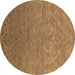 Round Oriental Brown Industrial Rug, urb2274brn