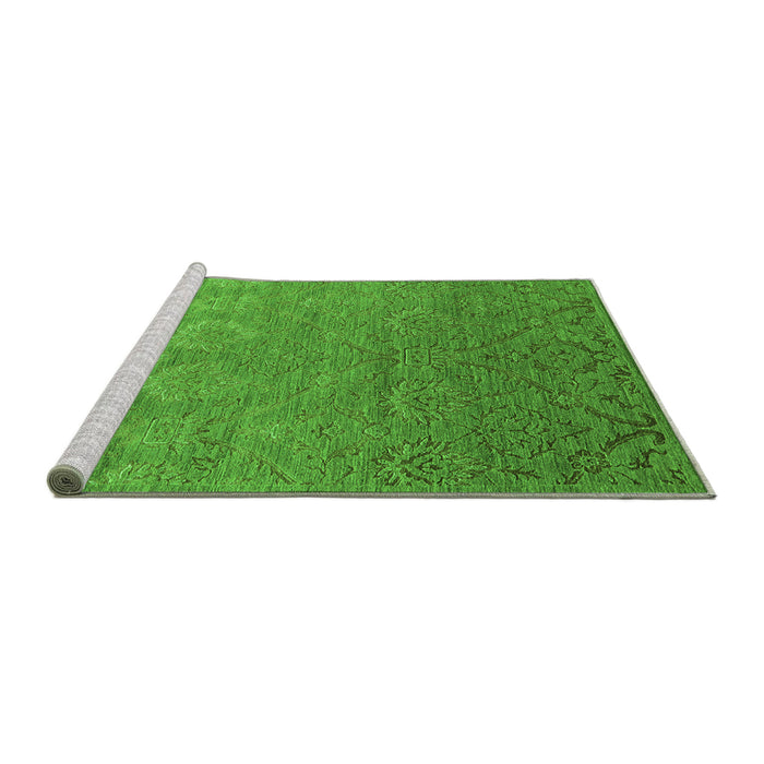 Sideview of Machine Washable Oriental Green Industrial Area Rugs, wshurb2274grn