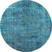 Round Oriental Light Blue Industrial Rug, urb2275lblu