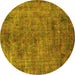 Round Oriental Yellow Industrial Rug, urb2275yw