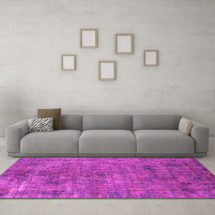 Machine Washable Oriental Pink Industrial Rug in a Living Room, wshurb2275pnk