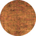 Round Machine Washable Oriental Orange Industrial Area Rugs, wshurb2275org