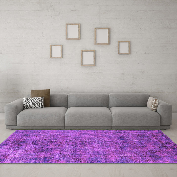 Machine Washable Oriental Purple Industrial Area Rugs in a Living Room, wshurb2275pur