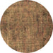 Round Oriental Brown Industrial Rug, urb2275brn