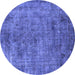 Round Oriental Blue Industrial Rug, urb2275blu